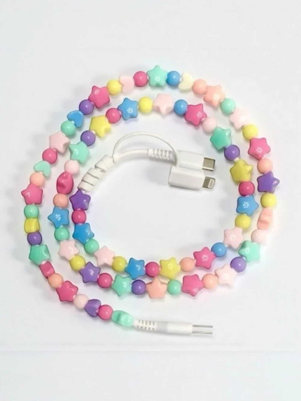 ban.do Beaded Phone Charger Cable Pastel Star USB-C Lightning Cord NWT